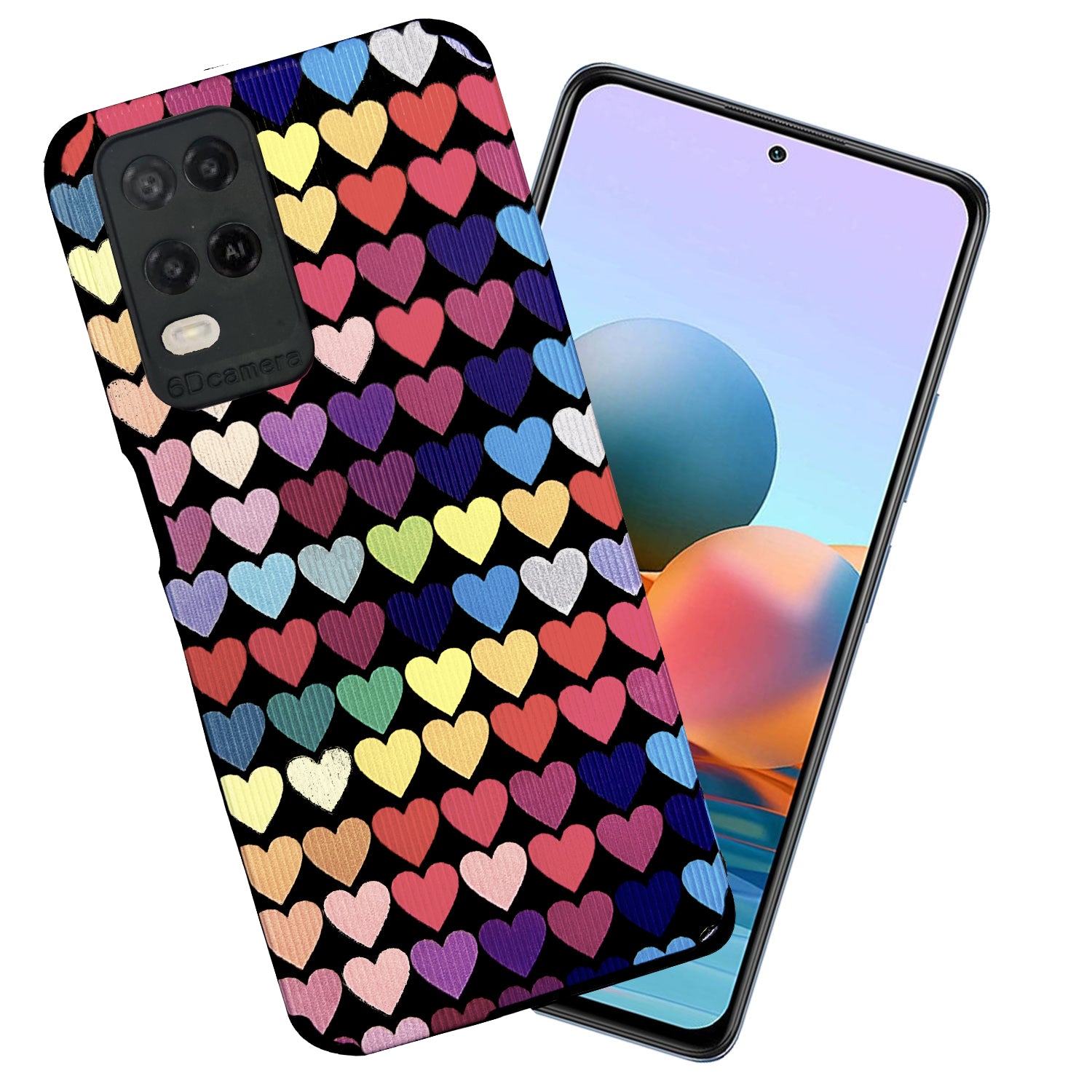 Liquid Silicone Stripes | with Camera Protection | Anti Slip Grip | Heart Print Case Back Cover Case for Oppo