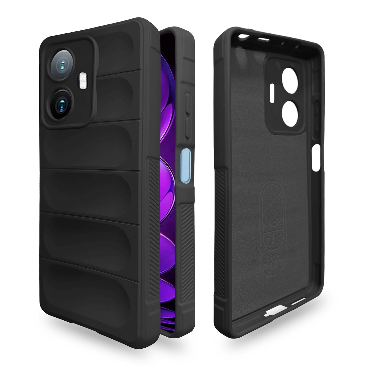 Liquid Silicone Stripes | with Camera Protection | with Inner Fabric | Anti Slip Grip | Air Bag Case Back Cover Case for Realme