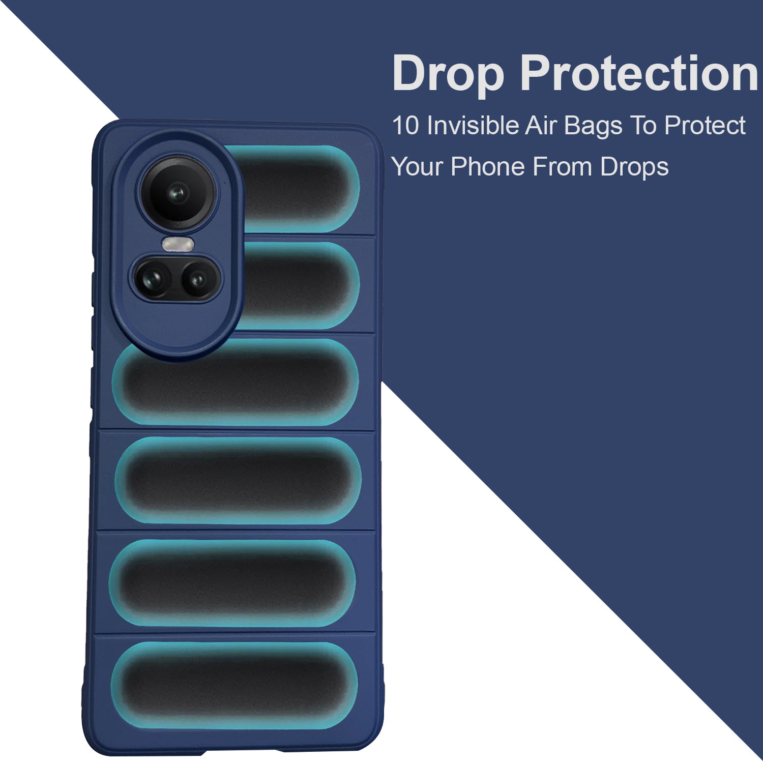 Liquid Silicone Stripes | with Camera Protection | with Inner Fabric | Anti Slip Grip | Air Bag Case Back Cover Case for Oppo