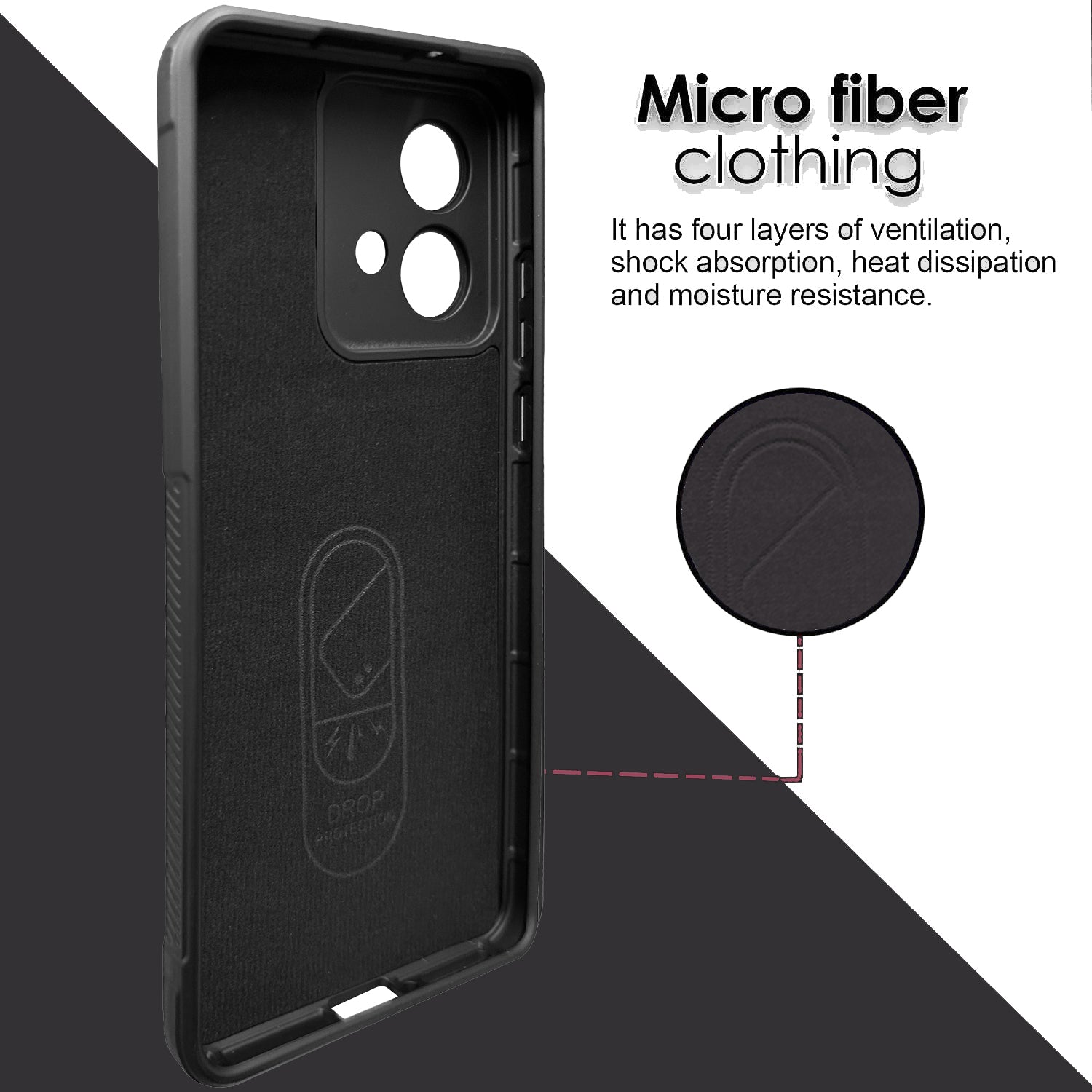 Liquid Silicone Stripes | with Camera Protection | with Inner Fabric | Anti Slip Grip | Air Bag Case Back Cover Case for Motorola