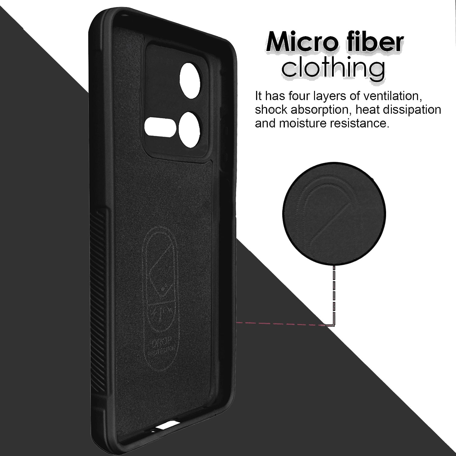 Liquid Silicone Stripes | with Camera Protection | with Inner Fabric | Anti Slip Grip | Air Bag Case Back Cover Case for Iqoo