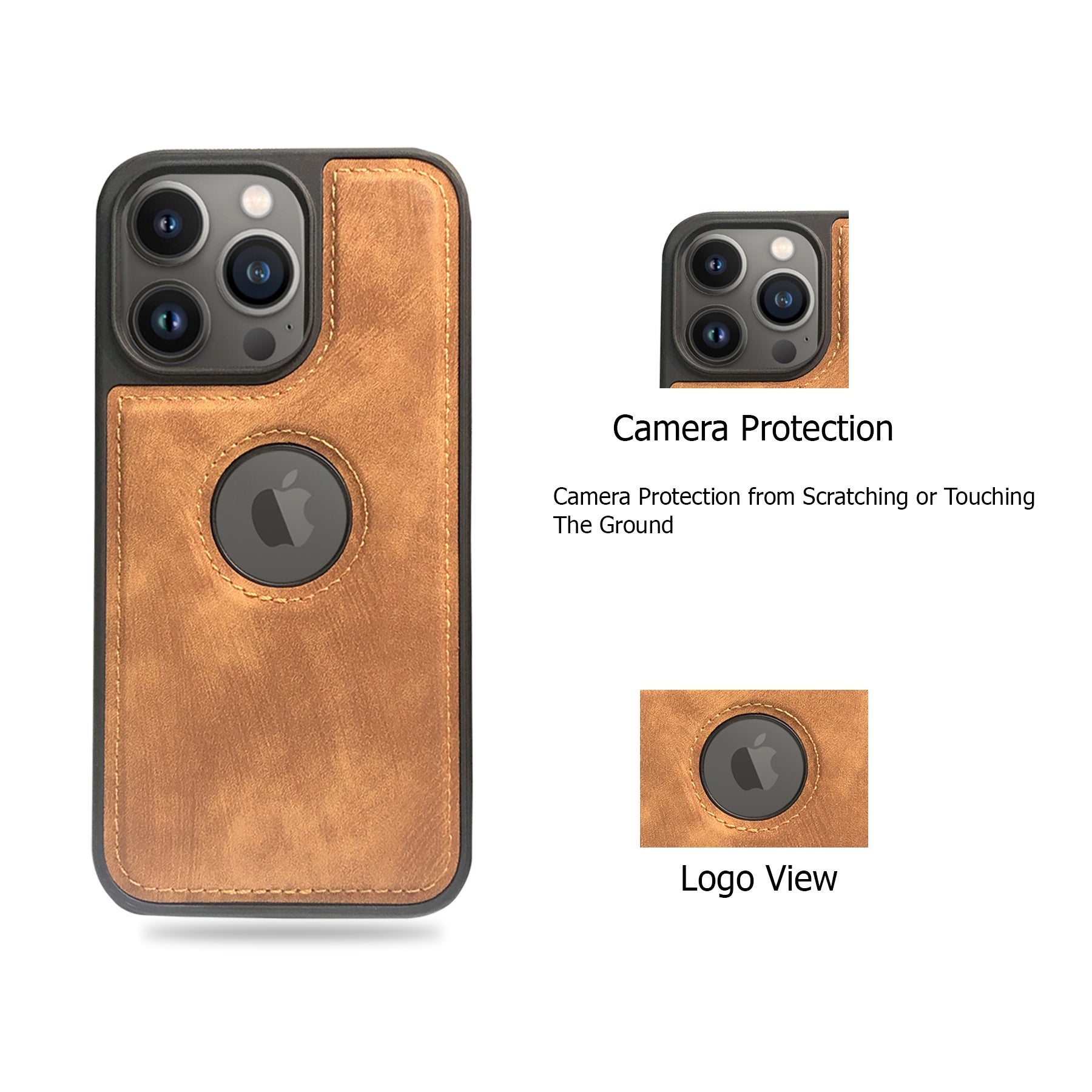 Premium Pu Leather Back Cover Case | Drop Protection | Raised Camera Edges