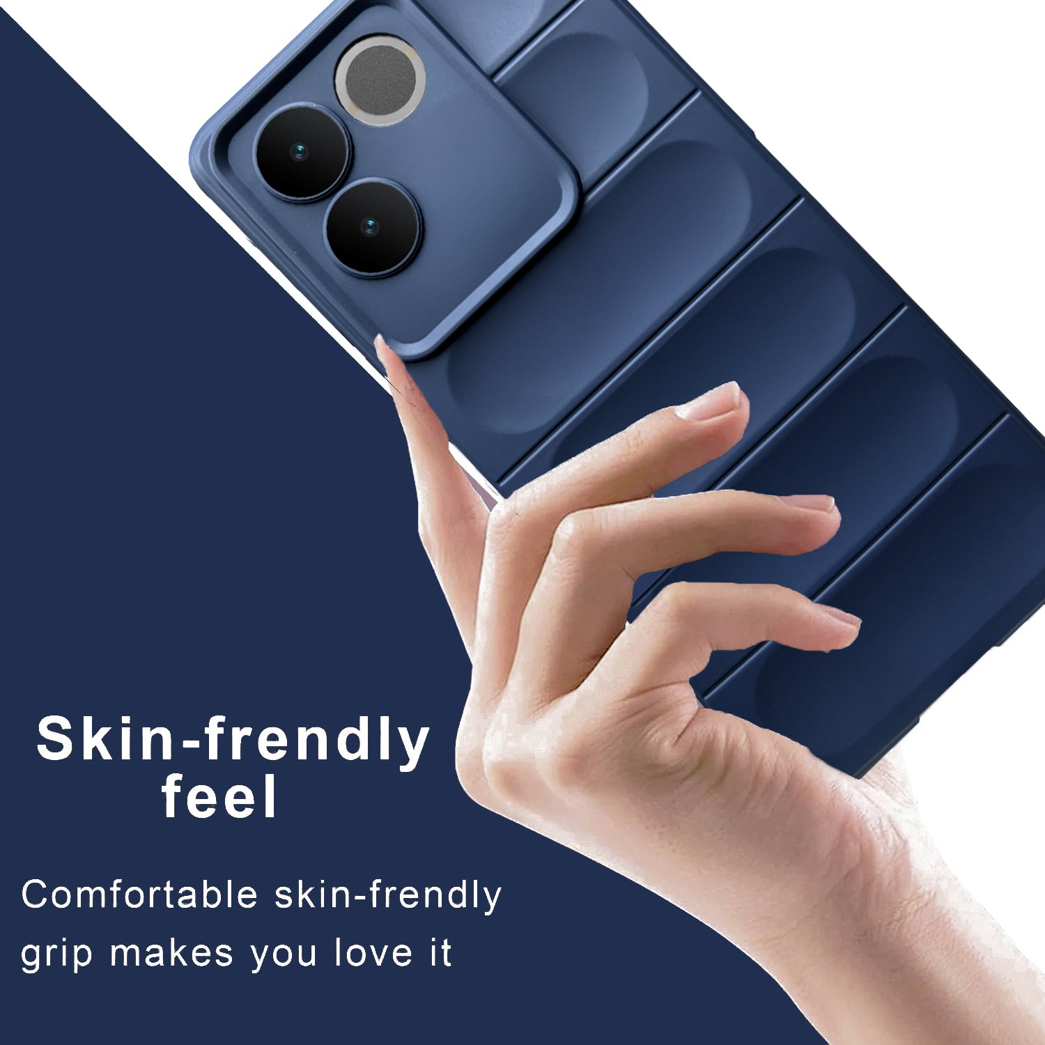 Liquid Silicone Stripes | with Camera Protection | with Inner Fabric | Anti Slip Grip | Air Bag Case Back Cover Case for Vivo