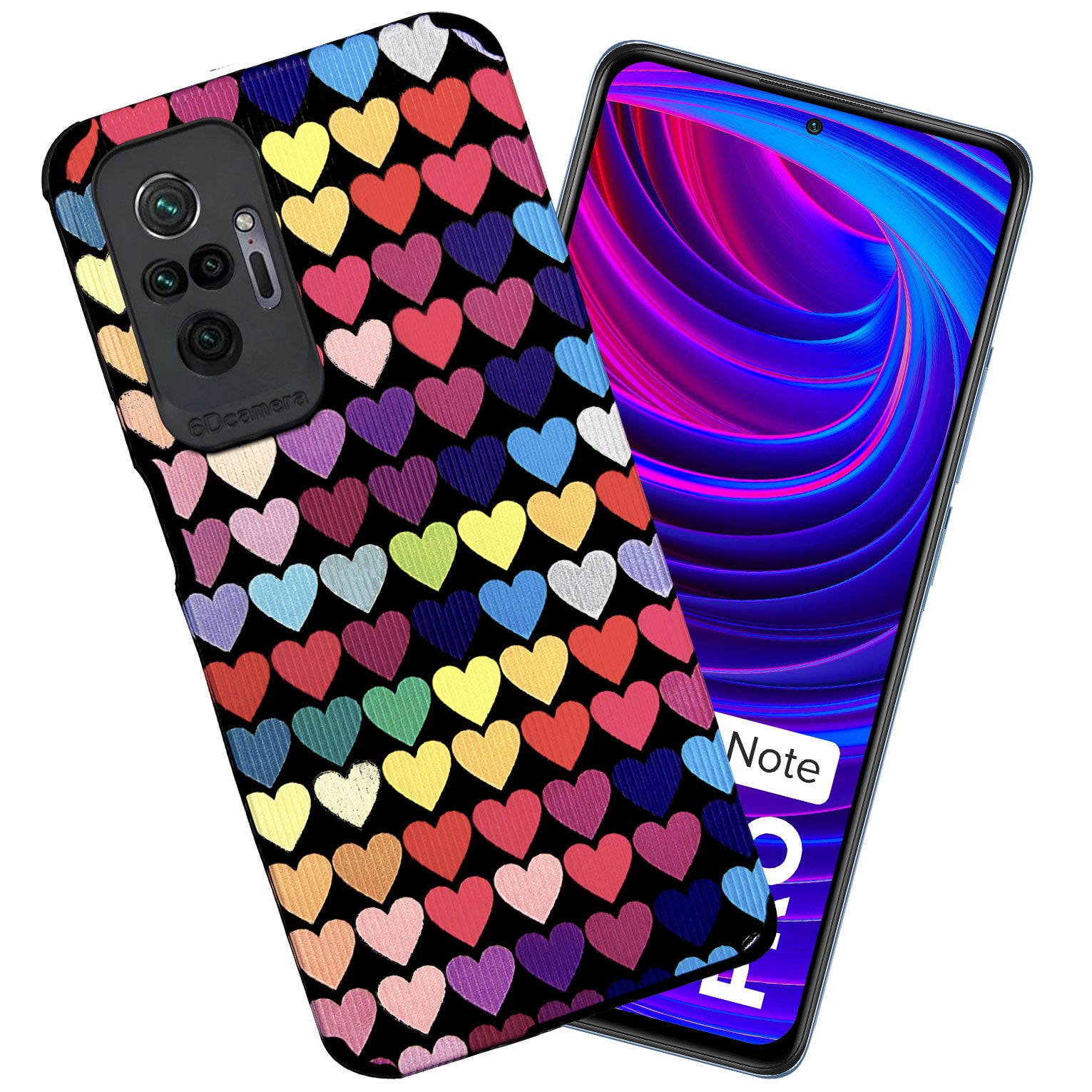 Liquid Silicone Stripes | with Camera Protection | Anti Slip Grip | Heart Print Case Back Cover Case for Redmi