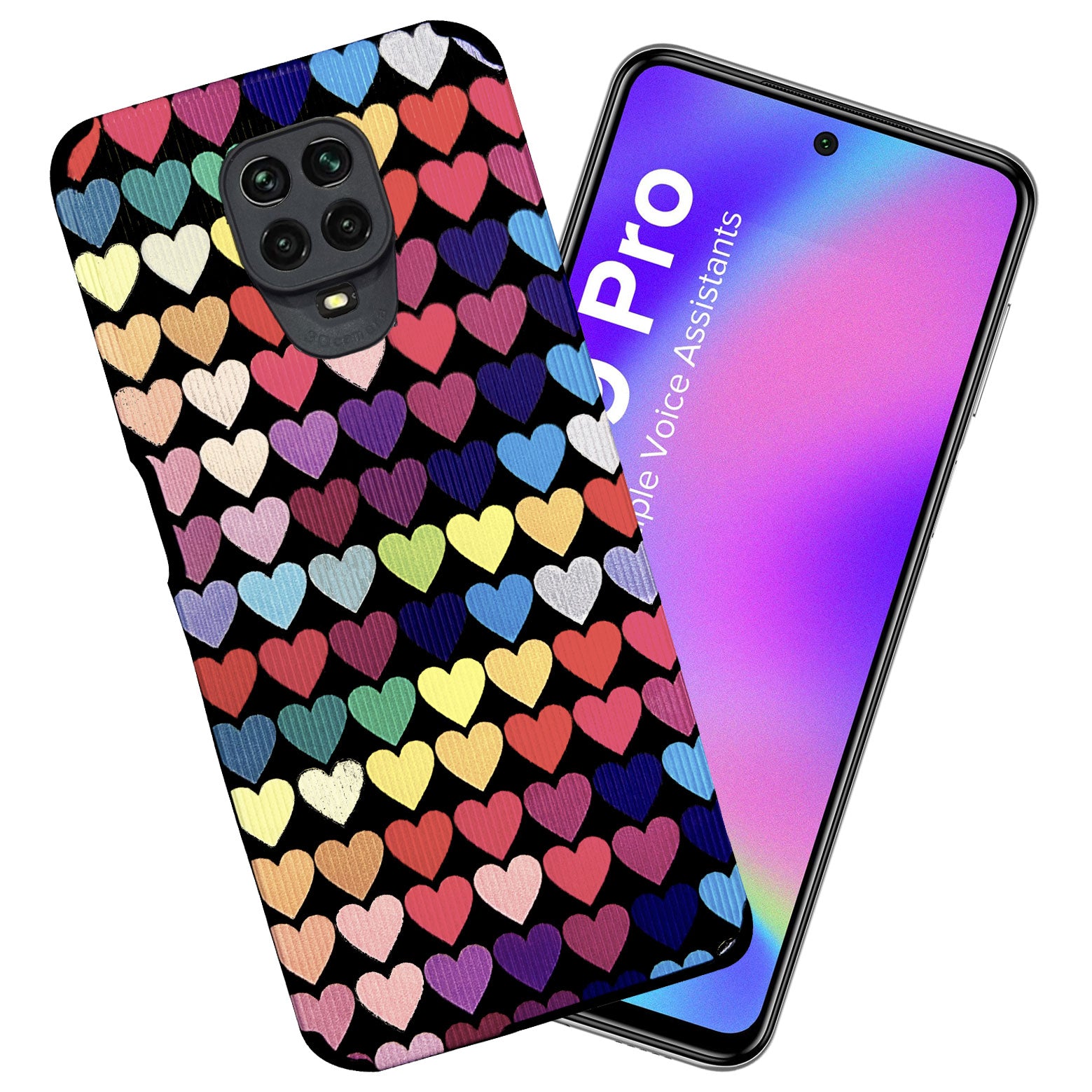 Liquid Silicone Stripes | with Camera Protection | Anti Slip Grip | Heart Print Case Back Cover Case for Redmi