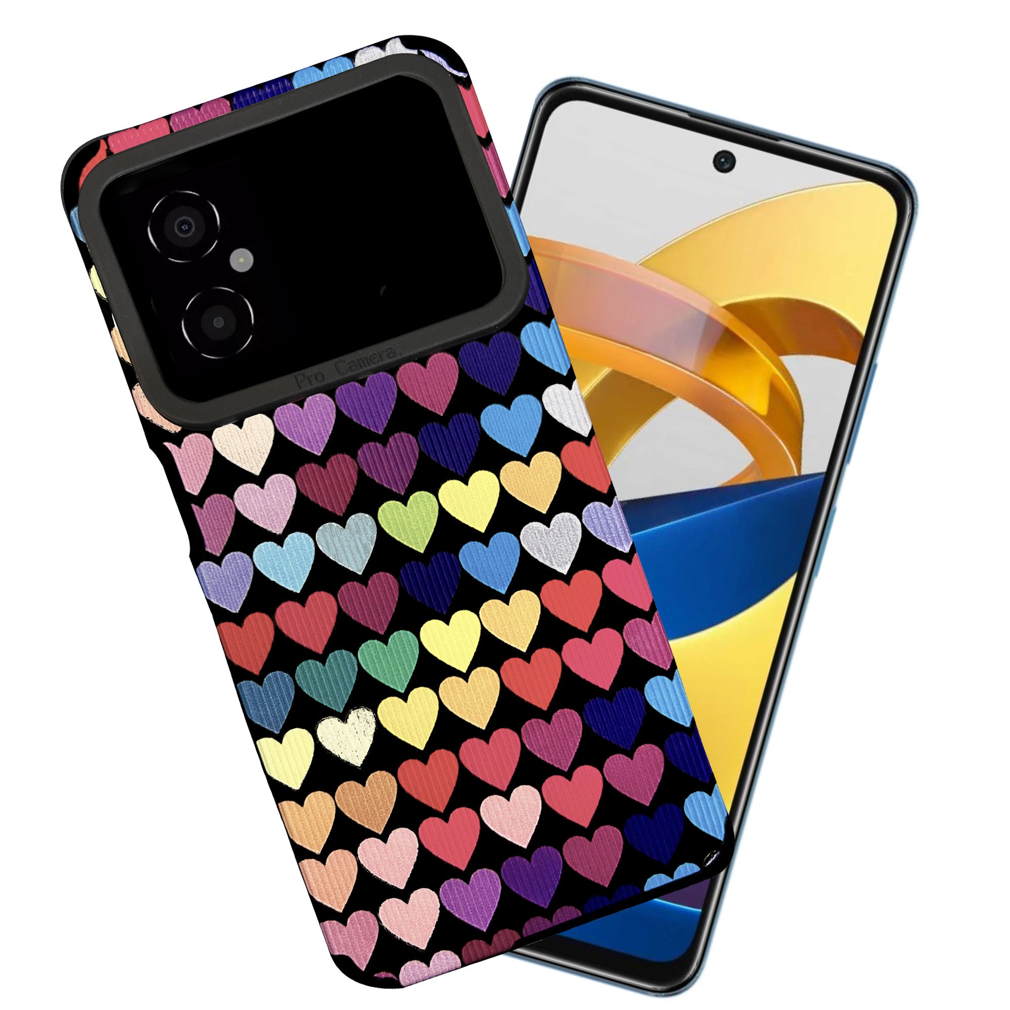 Liquid Silicone Stripes | with Camera Protection | Anti Slip Grip | Heart Print Case Back Cover Case for Redmi