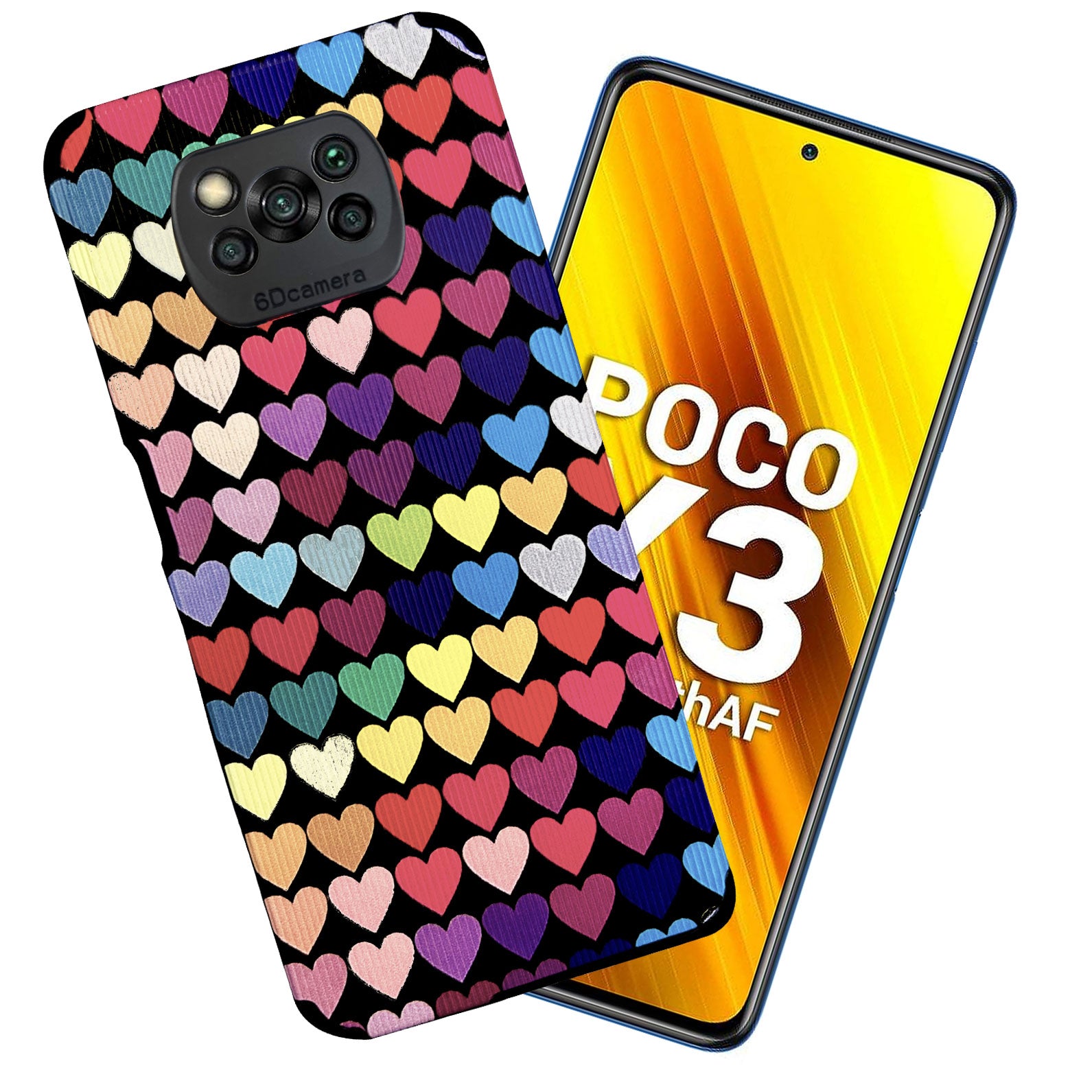 Liquid Silicone Stripes | with Camera Protection | Anti Slip Grip | Heart Print Case Back Cover Case for Redmi