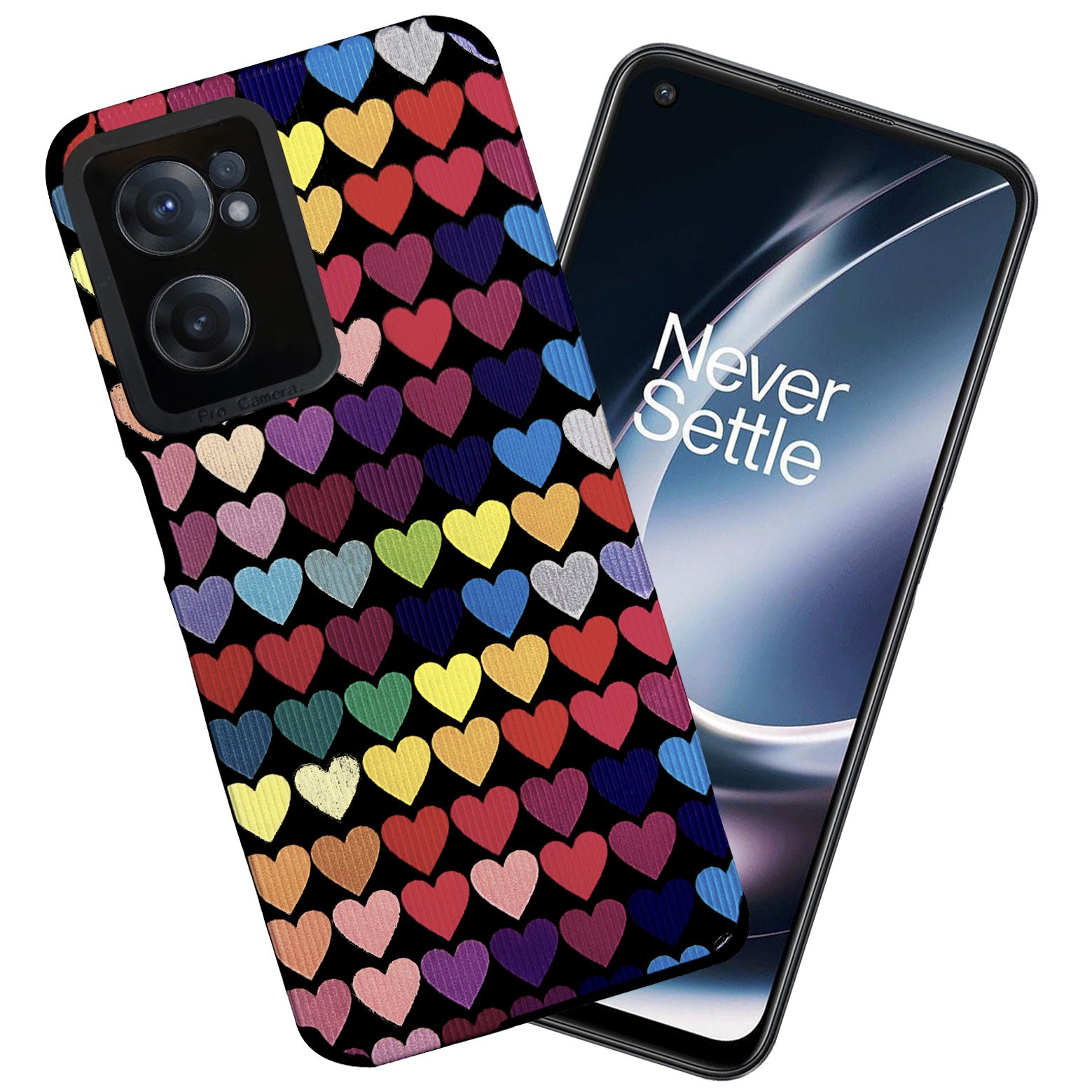 Liquid Silicone Stripes | with Camera Protection | Anti Slip Grip | Heart Print Case Back Cover Case for Oneplus