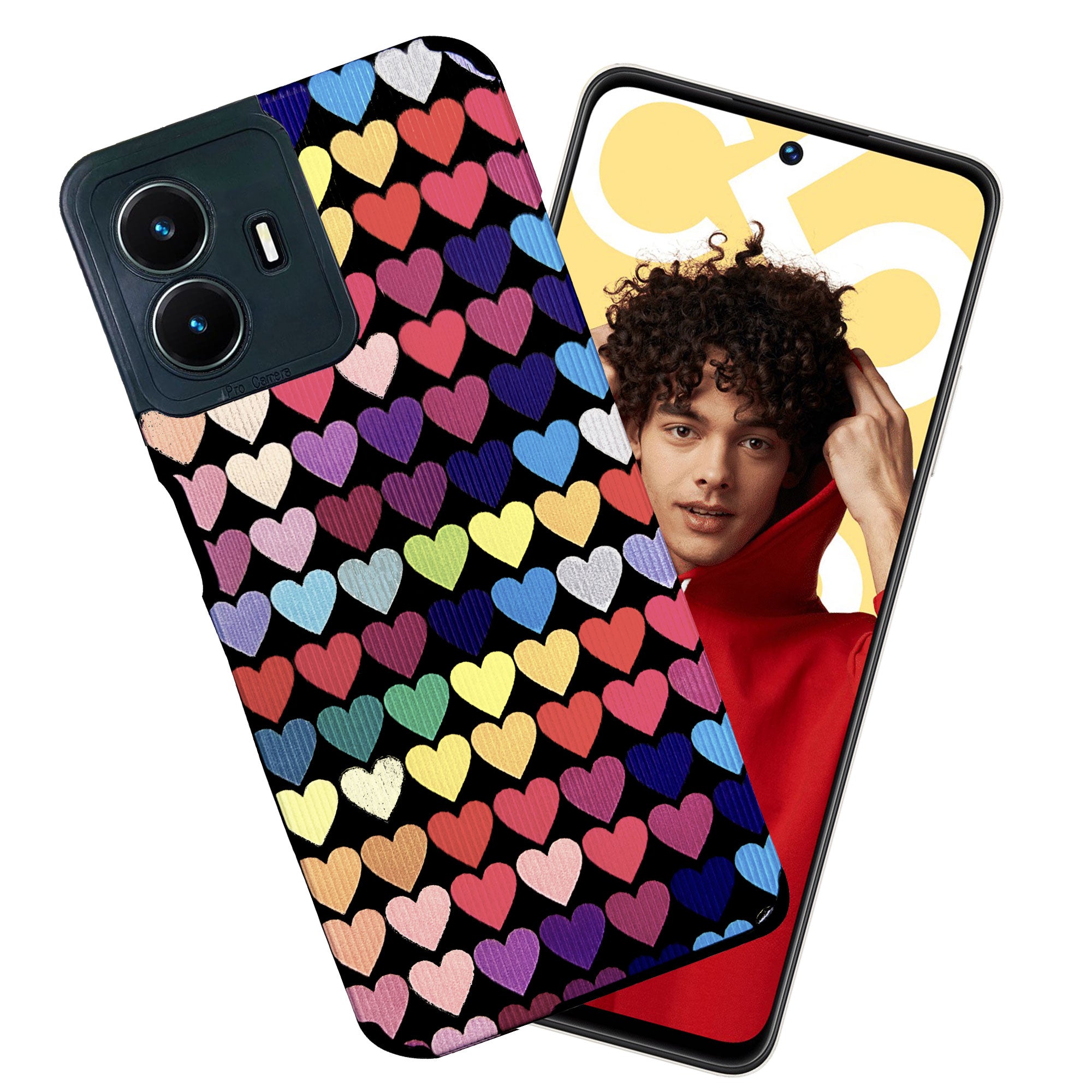 Liquid Silicone Stripes | with Camera Protection | Anti Slip Grip | Heart Print Case Back Cover Case for Realme