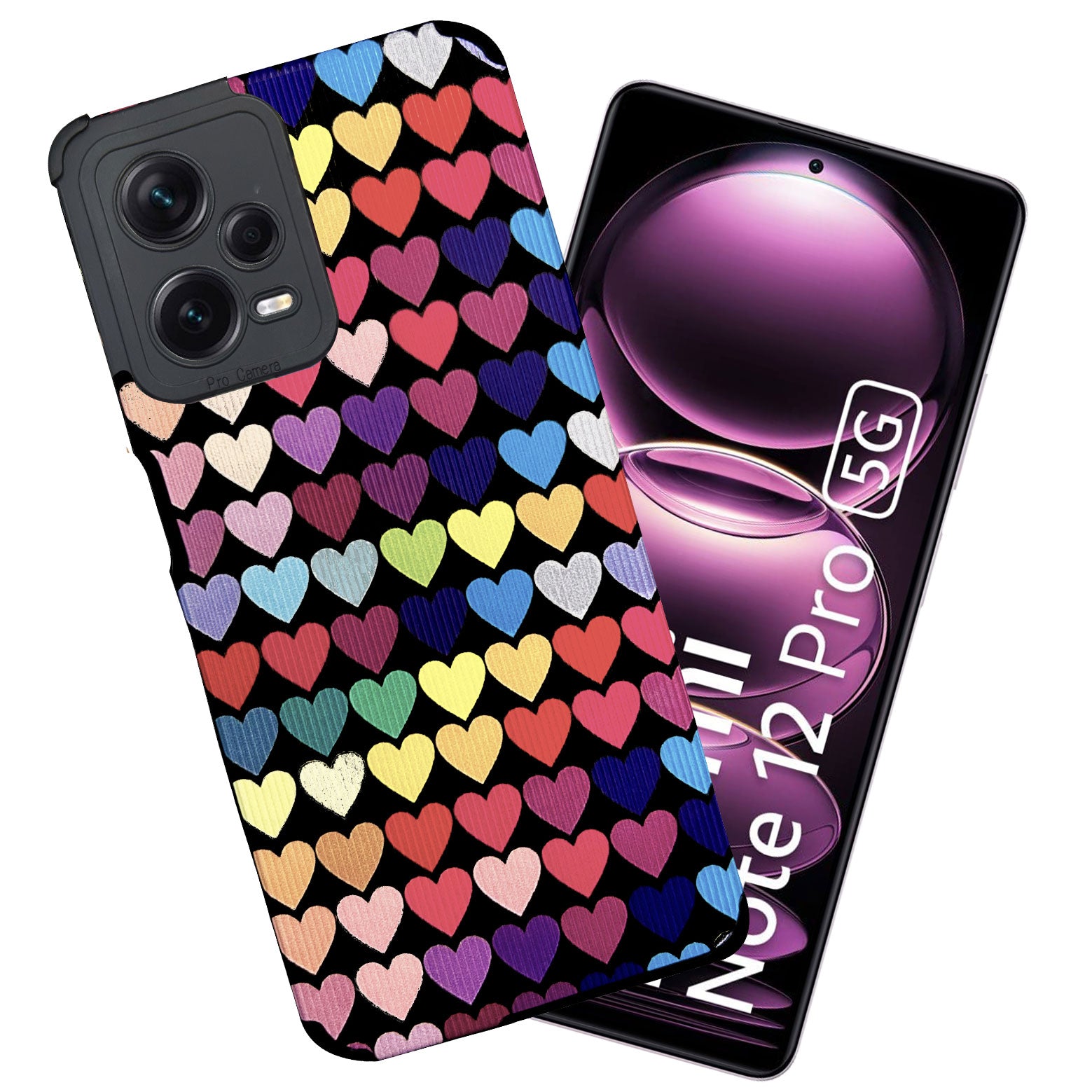 Liquid Silicone Stripes | with Camera Protection | Anti Slip Grip | Heart Print Case Back Cover Case for Redmi