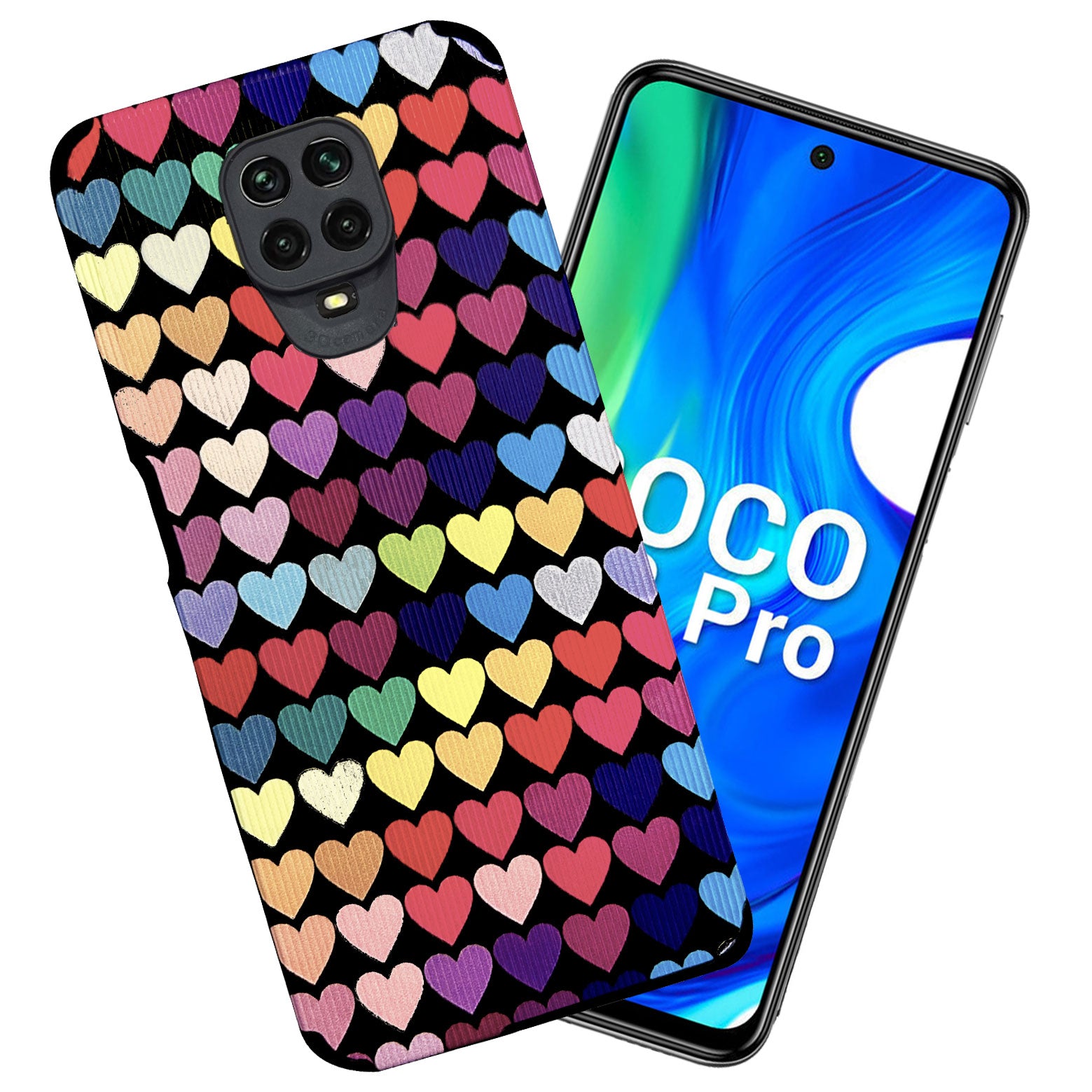 Liquid Silicone Stripes | with Camera Protection | Anti Slip Grip | Heart Print Case Back Cover Case for Redmi