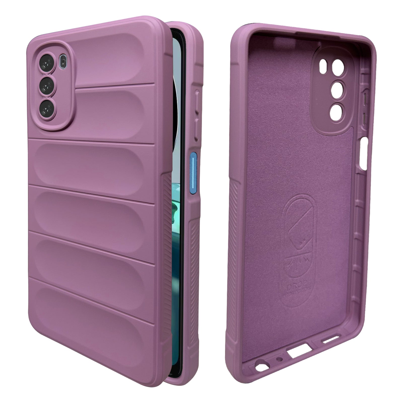 Liquid Silicone Stripes | with Camera Protection | with Inner Fabric | Anti Slip Grip | Air Bag Case Back Cover Case for Motorola