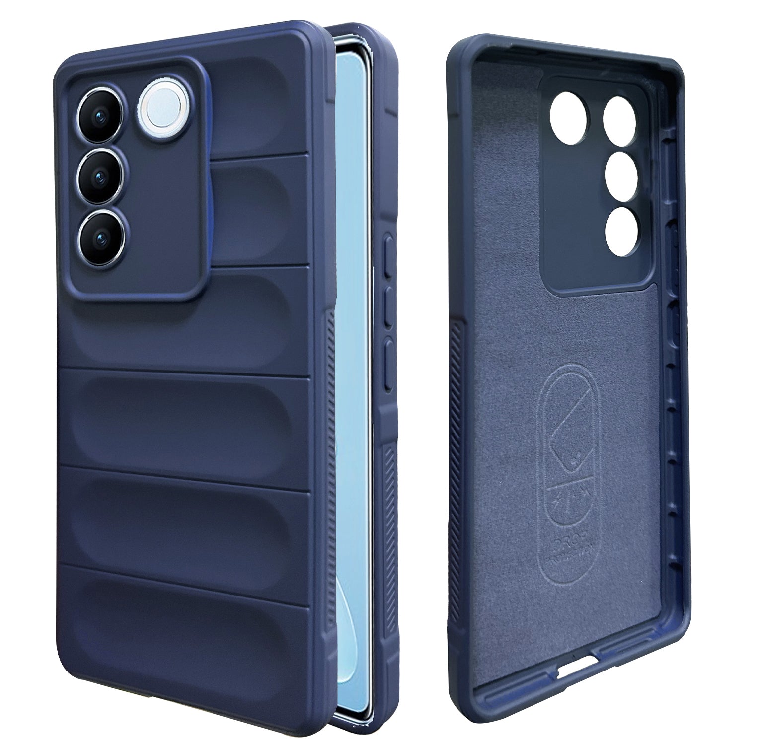 Liquid Silicone Stripes | with Camera Protection | with Inner Fabric | Anti Slip Grip | Air Bag Case Back Cover Case for Vivo