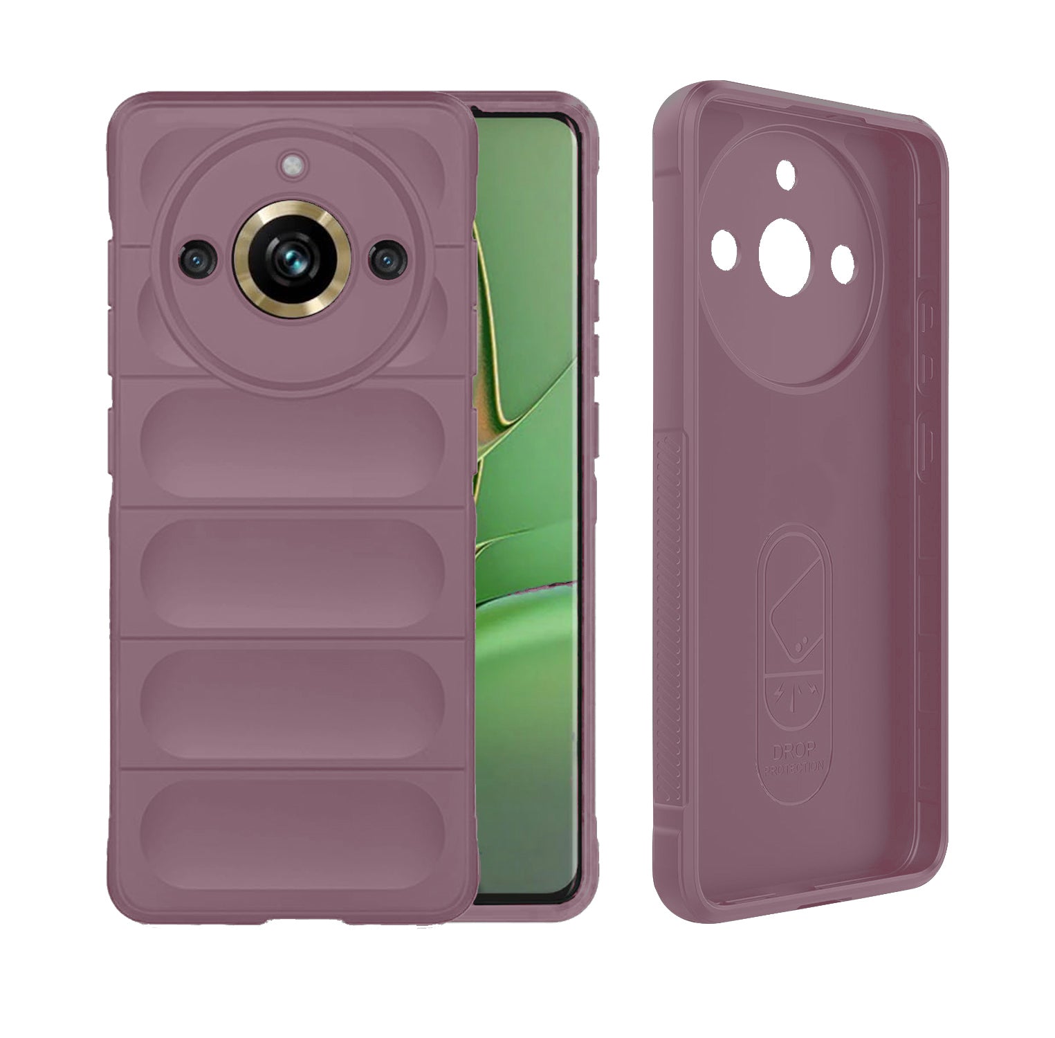 Liquid Silicone Stripes | with Camera Protection | with Inner Fabric | Anti Slip Grip | Air Bag Case Back Cover Case for Realme