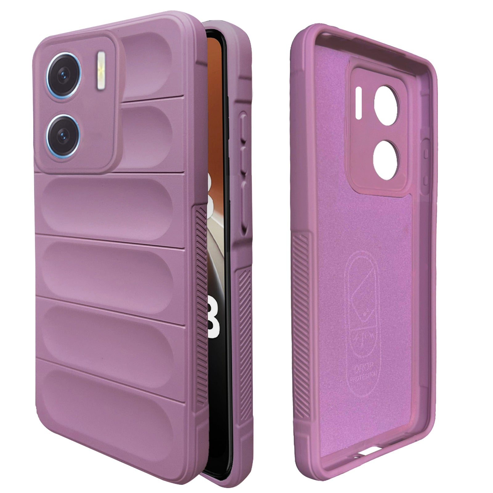 Liquid Silicone Stripes | with Camera Protection | with Inner Fabric | Anti Slip Grip | Air Bag Case Back Cover Case for Iqoo