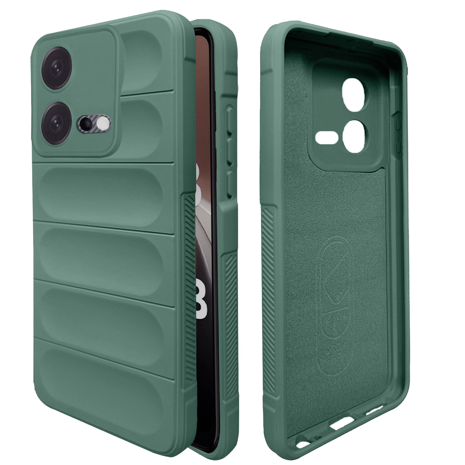 Liquid Silicone Stripes | with Camera Protection | with Inner Fabric | Anti Slip Grip | Air Bag Case Back Cover Case for Iqoo