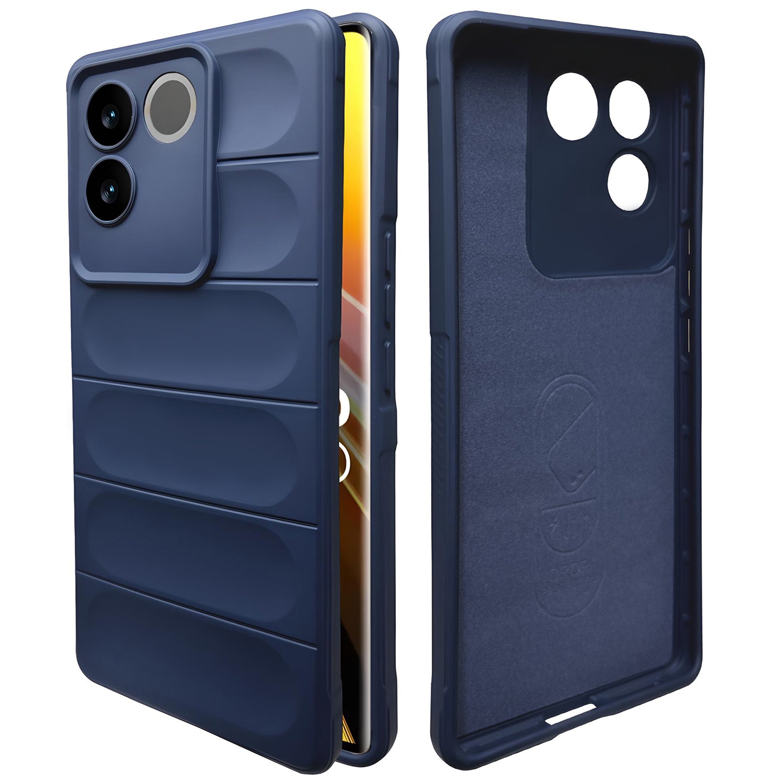 Liquid Silicone Stripes | with Camera Protection | with Inner Fabric | Anti Slip Grip | Air Bag Case Back Cover Case for Vivo