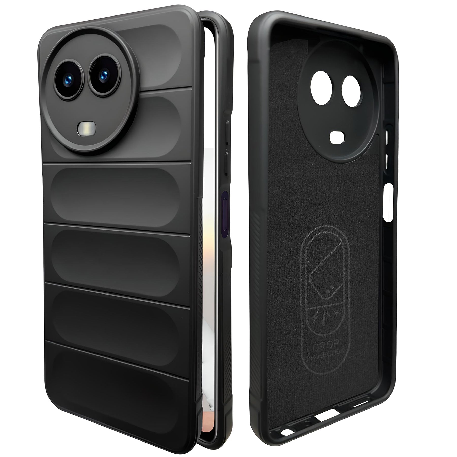 Liquid Silicone Stripes | with Camera Protection | with Inner Fabric | Anti Slip Grip | Air Bag Case Back Cover Case for Realme