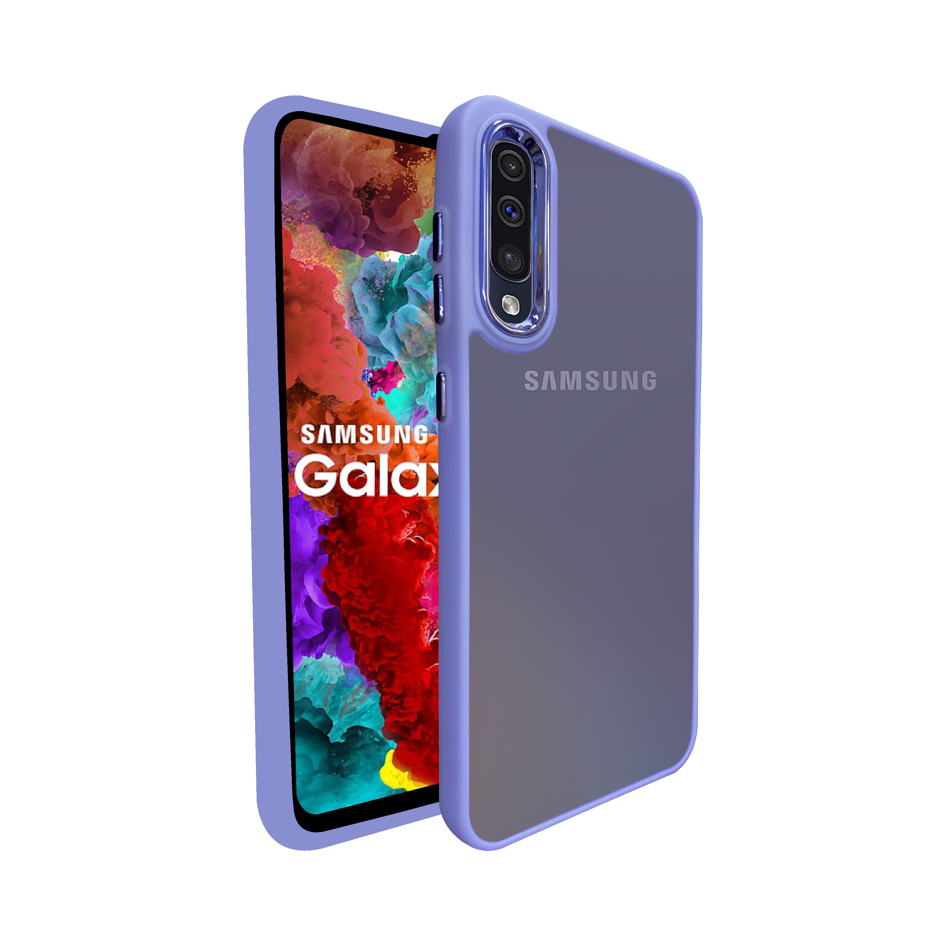 Artistque Frosted Translucent Back cover Case For Samsung Galaxy A70 (Chrome Ring, Smoke, Smooth Sides TPU, Soft Silicone Black)