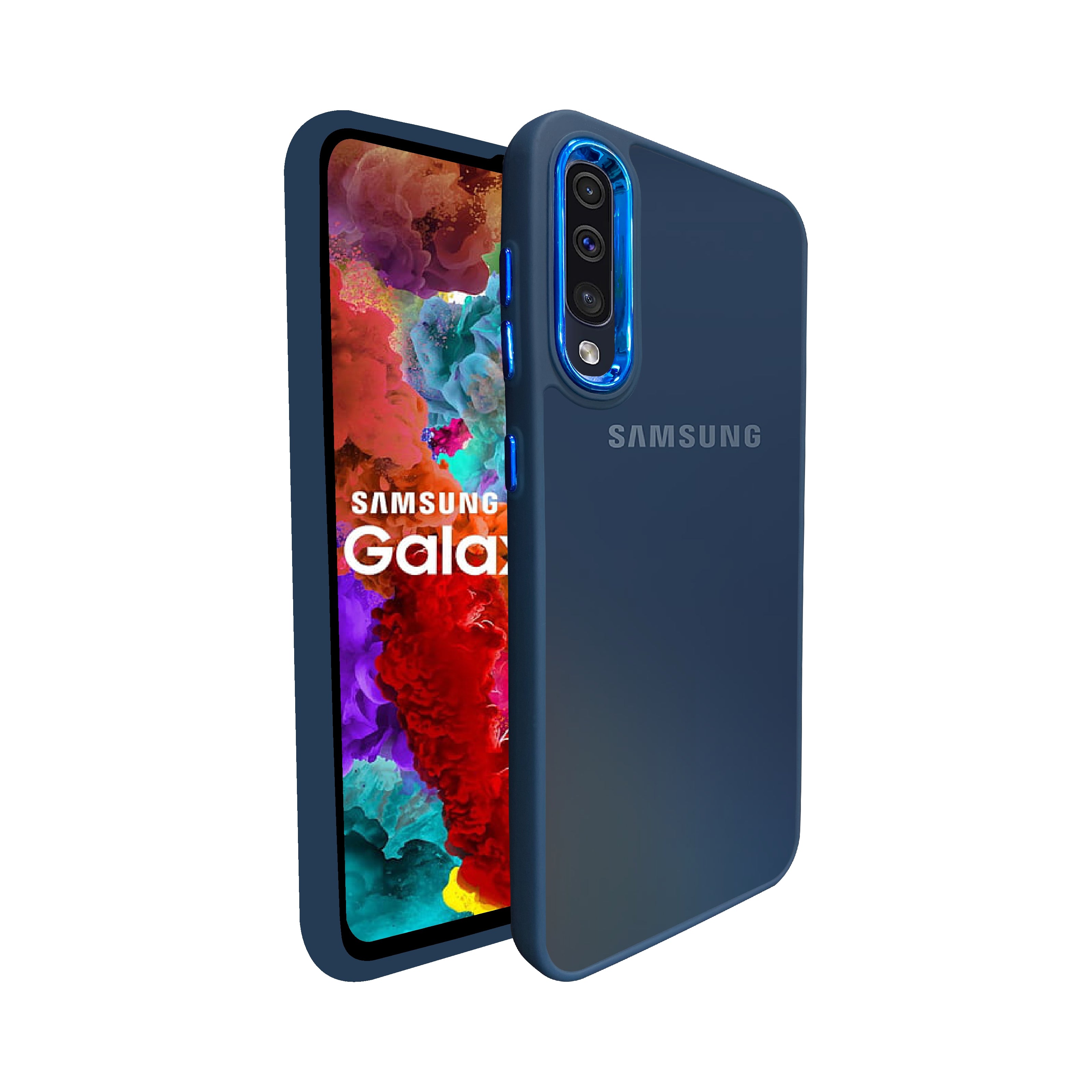 Artistque Frosted Translucent Back cover Case For Samsung Galaxy A70 (Chrome Ring, Smoke, Smooth Sides TPU, Soft Silicone Black)