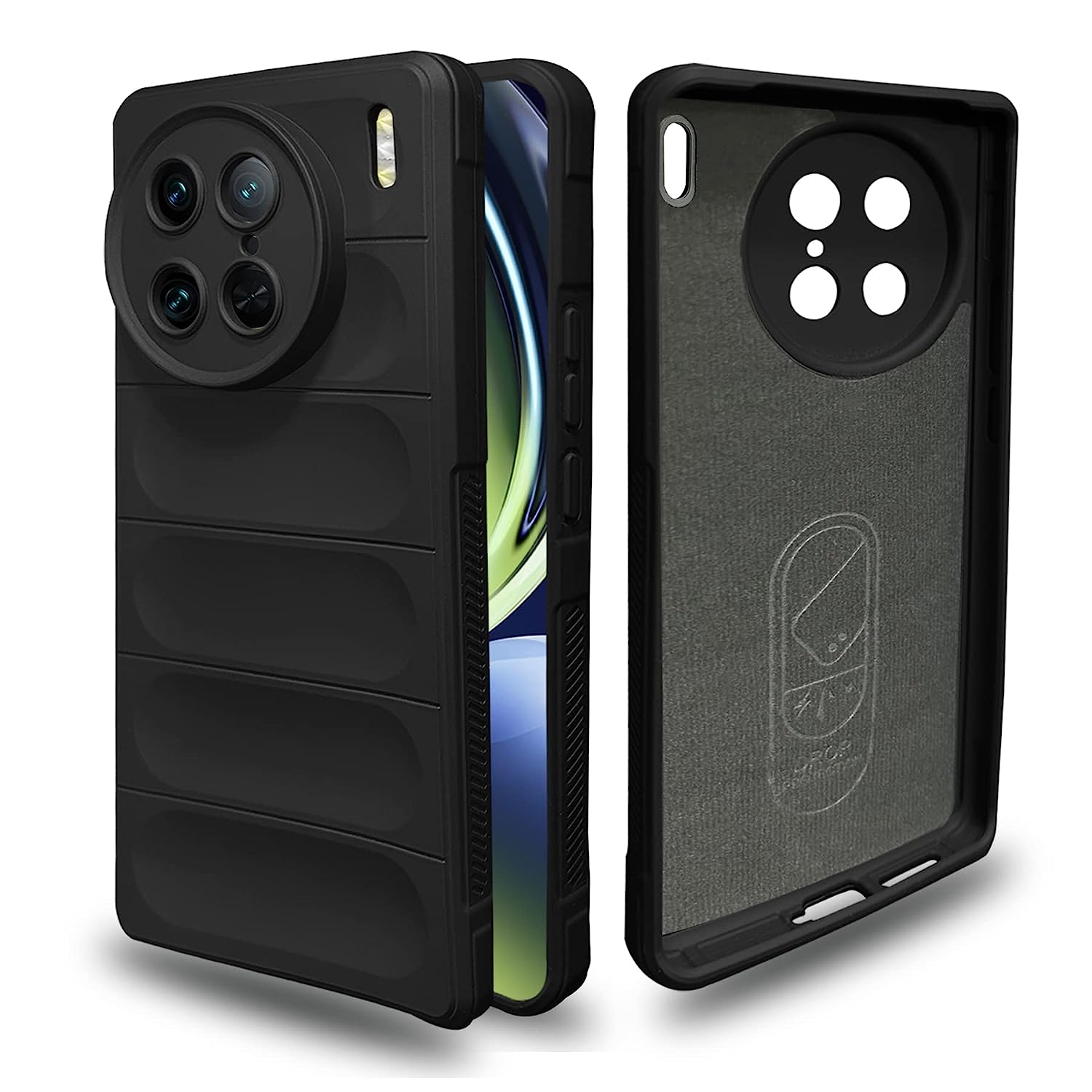 Liquid Silicone Stripes | with Camera Protection | with Inner Fabric | Anti Slip Grip | Air Bag Case Back Cover Case for Vivo