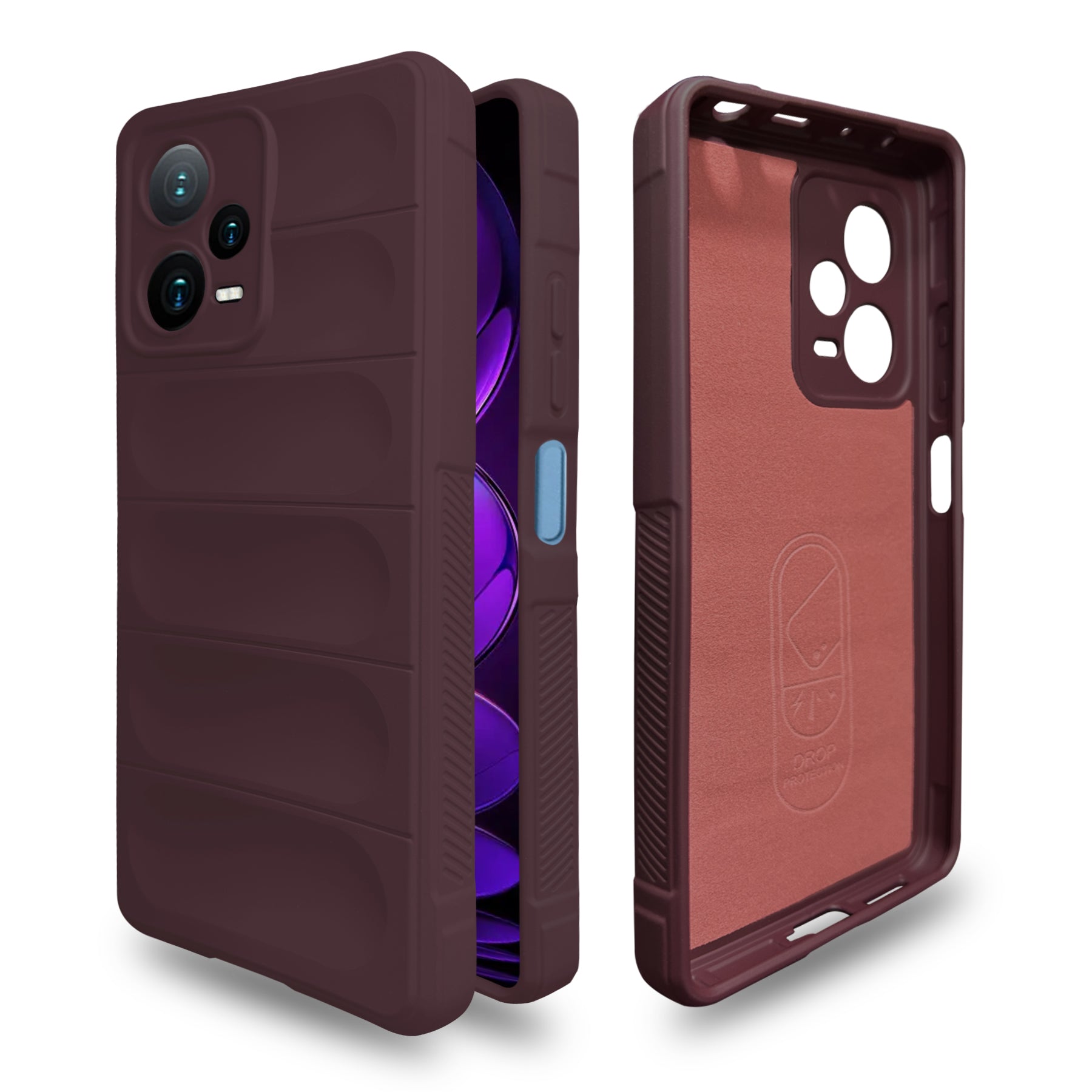 Liquid Silicone Stripes | with Camera Protection | with Inner Fabric | Anti Slip Grip | Air Bag Case Back Cover Case for Mi Redmi